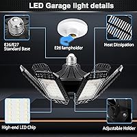 Vista 2 de Paquete de 4 luces LED de garaje, 240 W, 24000 lm, 6500 K, luces LED de techo, con 7+1 paneles deformables, base con rosca E26/E27, iluminación
