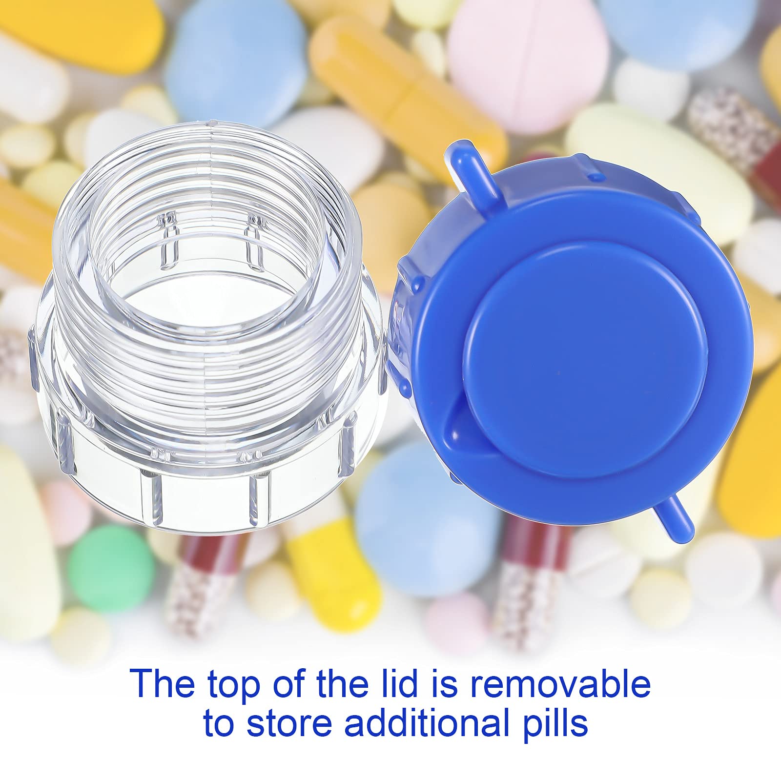 2 Pieces Pill Crushers Blue Pill Grinder Pill Fine Powder Small Pill Crusher Grinder for Crushes Pills, Vitamins, Tablets, Medicine 3
