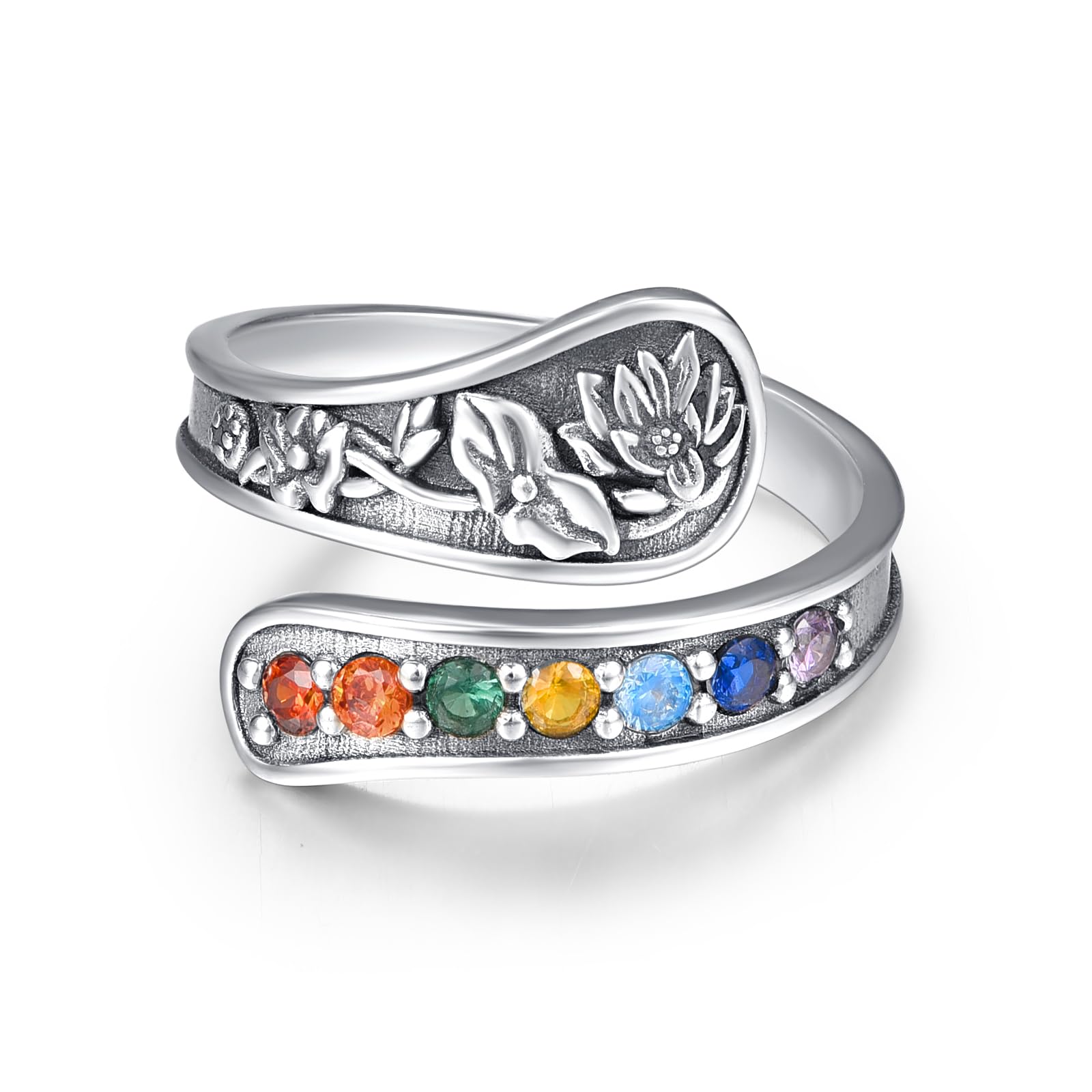 Bague chakra femme argent ajustable bijoux guérison - 8