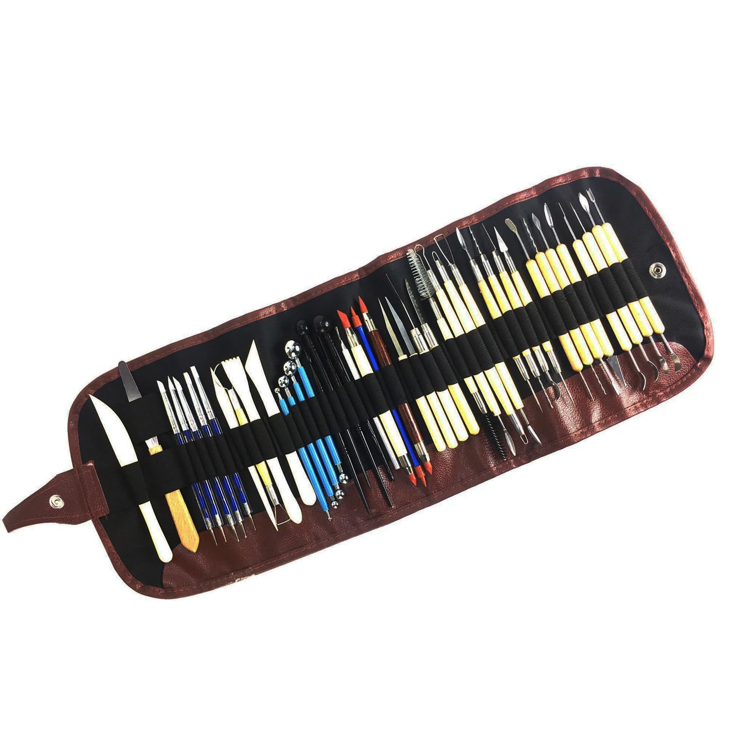 S & E TEACHER'S EDITION 43 Pcs Pottery & Clay Sculpting Tools, Double Sided Ceramic Clay Carving Tool Set with Carrying Case Bag, Pottery Modeling Smoothing