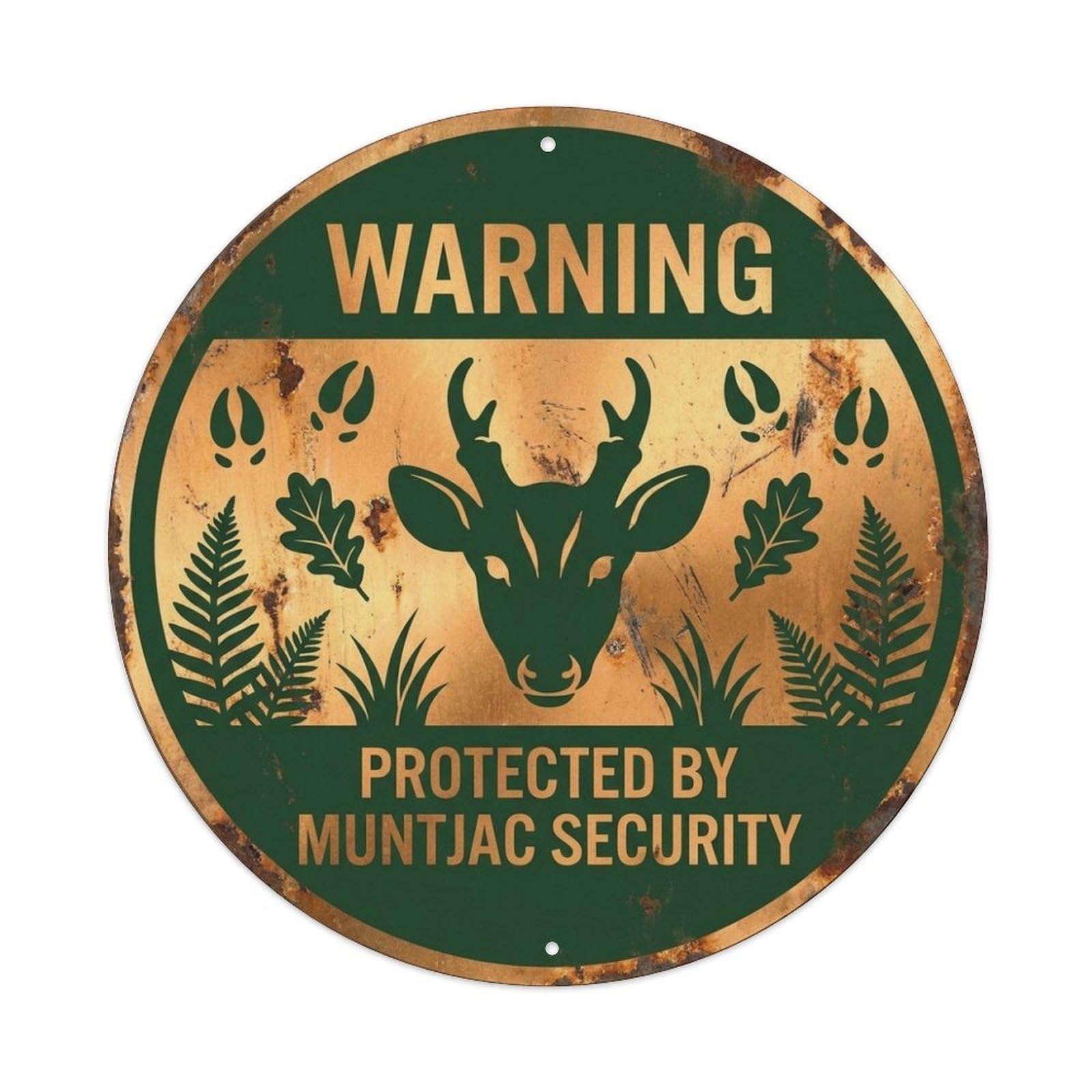 Warning Protected By Muntjac Security Wildlife Metal Tin Sign