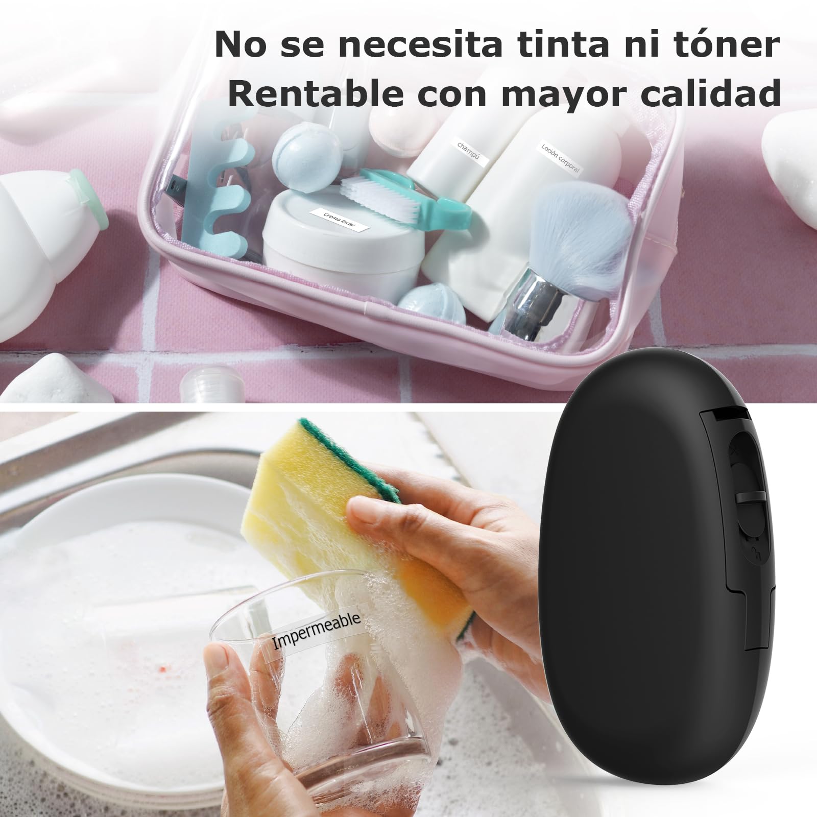 SUPVAN E10 Etiquetadora Bluetooth Impermeable, App Versátil 30+ Fuentes 600+ Íconos, Negro