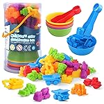 RAEQKS Counting Sorting Toys Matching Stacking Games with Bowls Sensory Preschool Learning Activities Educational Montessori Stacking Toy Gifts Sets for Kids Aged 3 4 5 Years Old Boys Girls