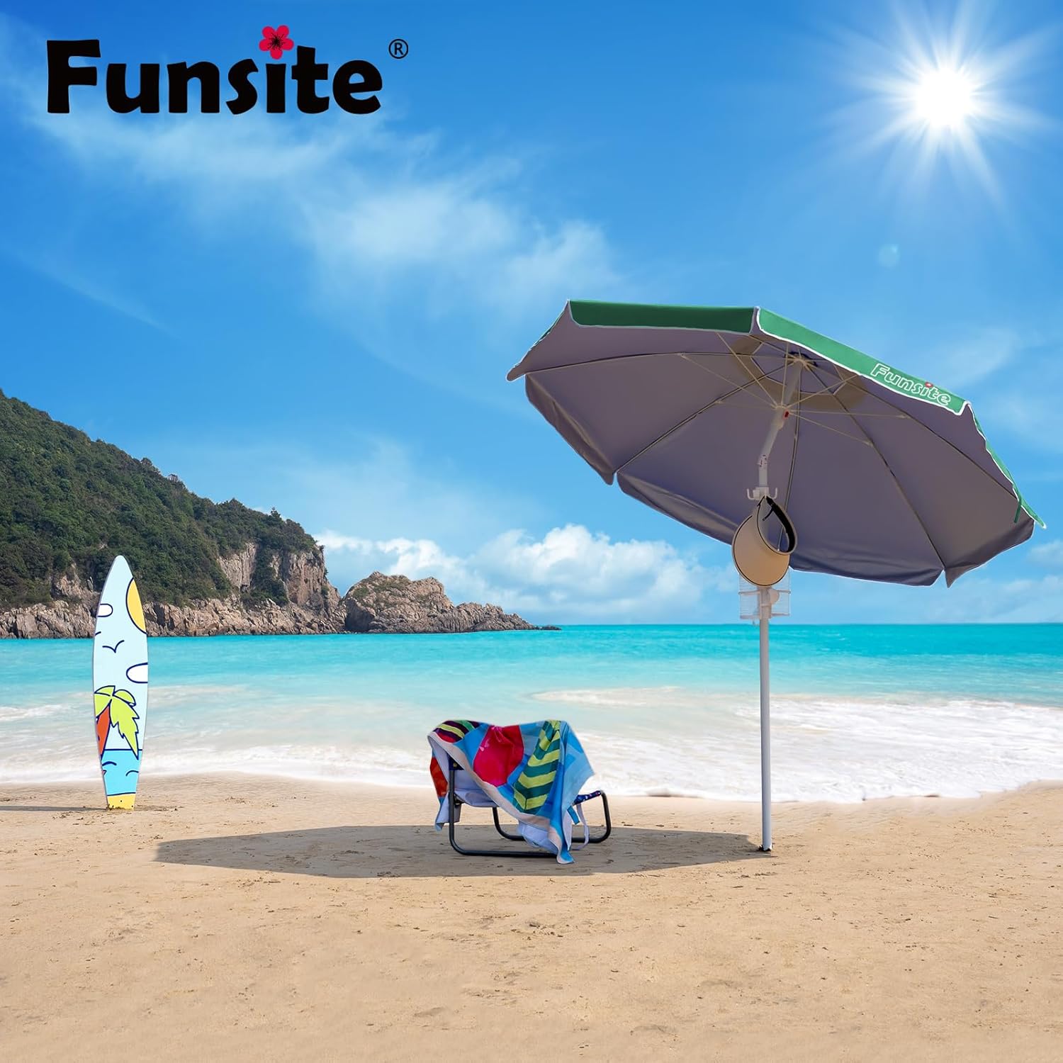 6.5ft Portable Beach Umbrellas for Sand Beach UV 50+ Umbrella with Tilt & Aluminum Pole, Protection with Heavy Duty Anchor, Patio Umbrella with Carry Bag