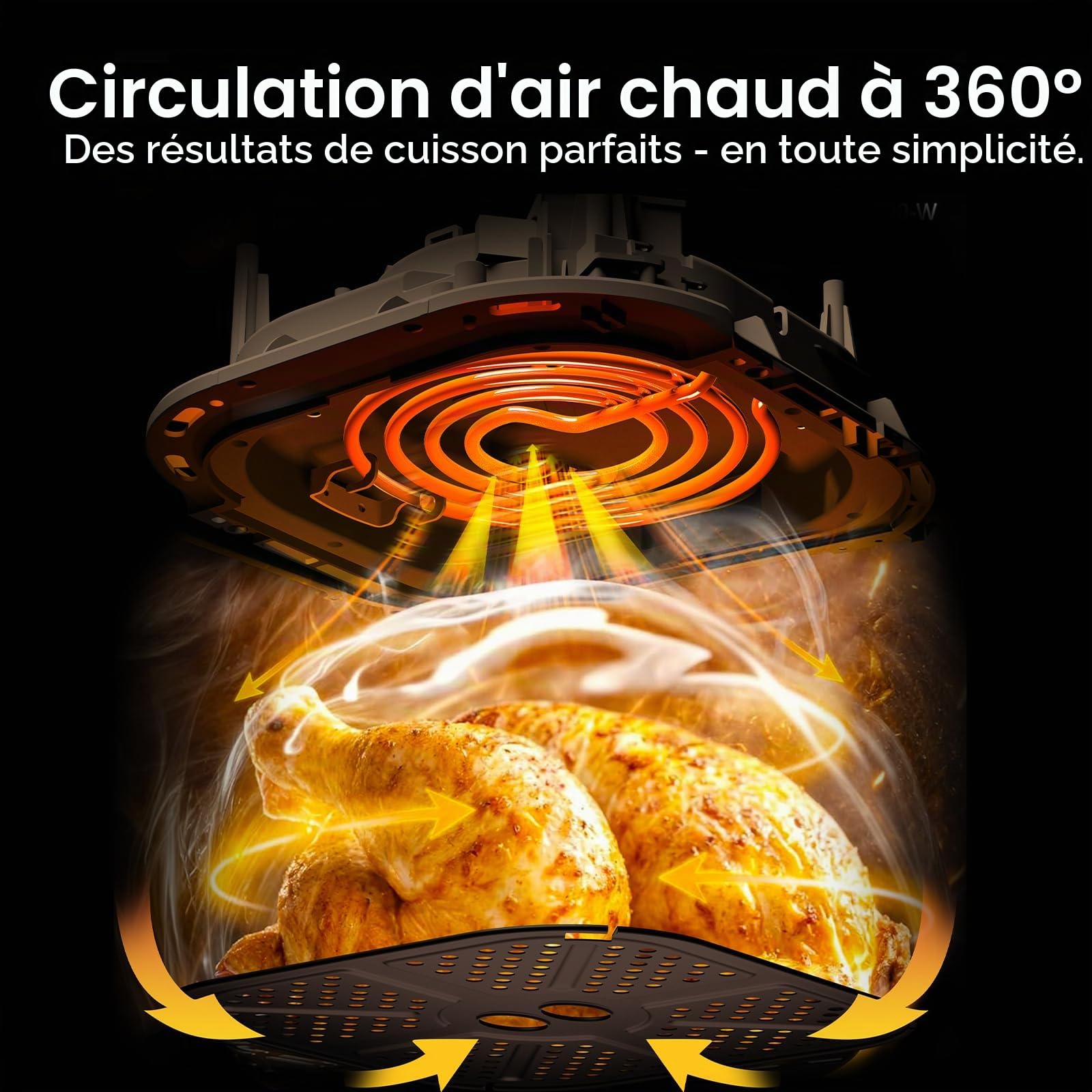 Air Fryer XXL 9L – 2350W Friteuse sans Huile pour une cuisson rapide, Friteuse à air avec Grande fenêtre, 9 Programmes, 40–200°C, Rappel Shake, Maintien au Chaud