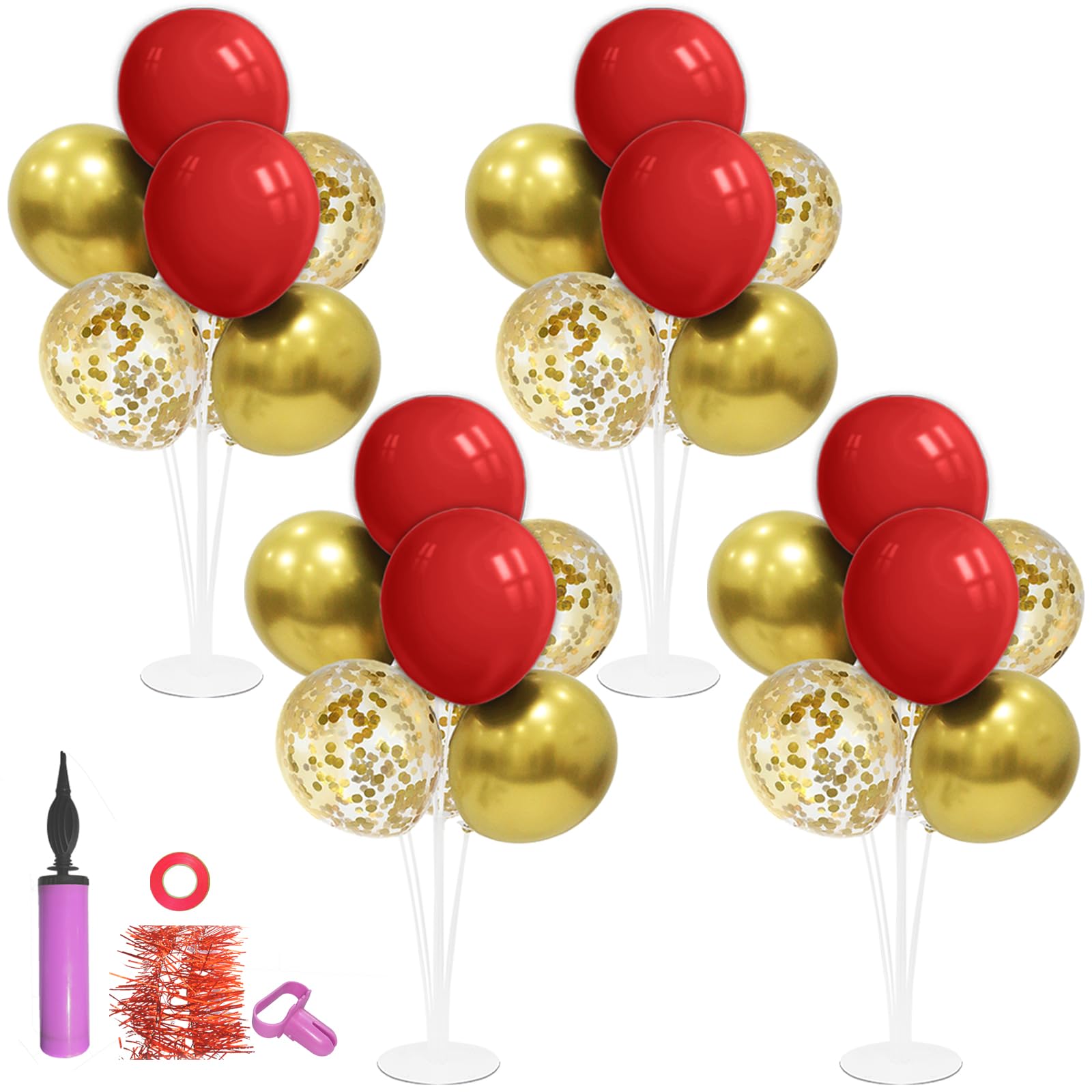 ZJDHPTY 4Set Red Gold Balloon Stand Table Centerpieces Party Decor