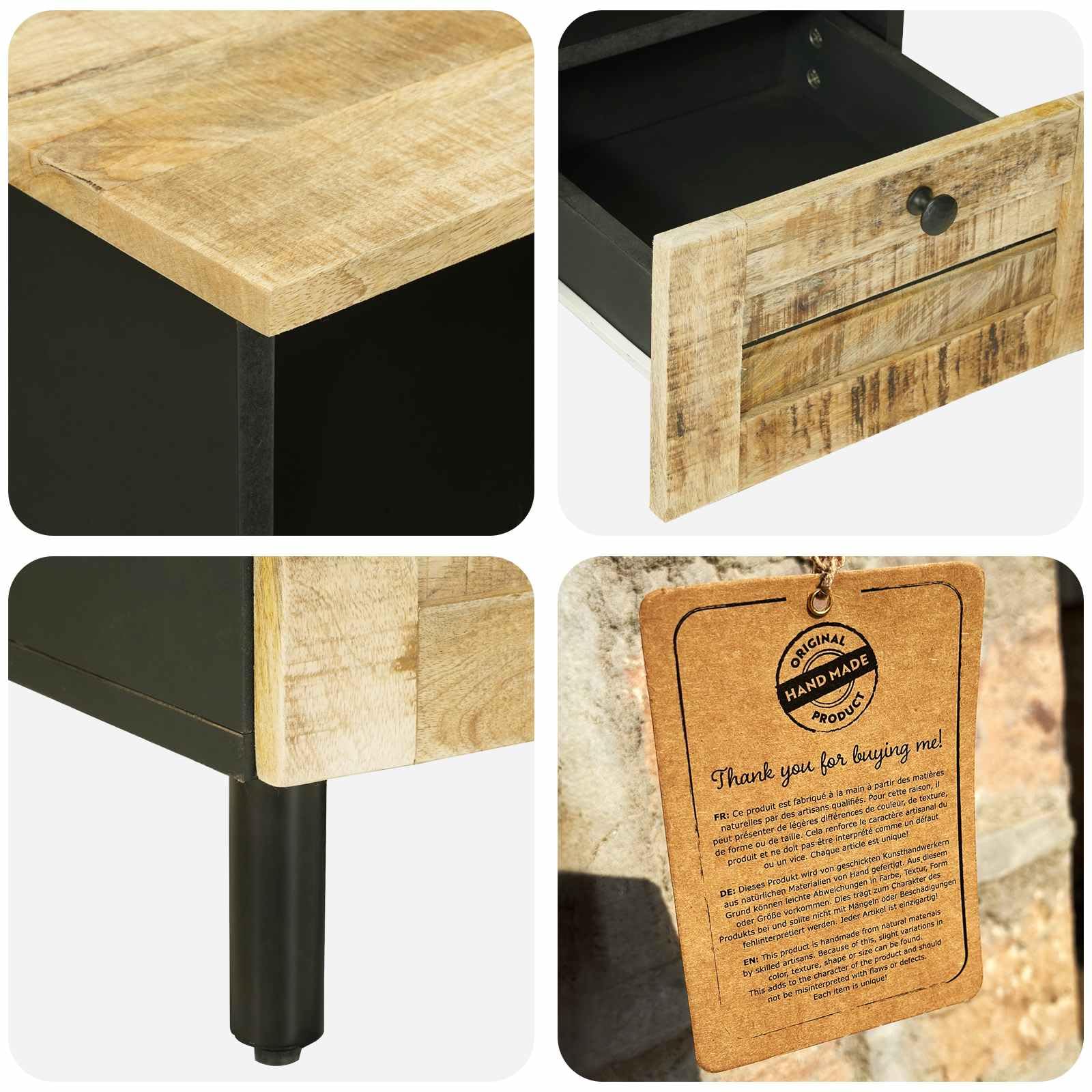 Mueble de almacenamiento de madera, mango macizo, 100 x 33 x 46 cm, natural