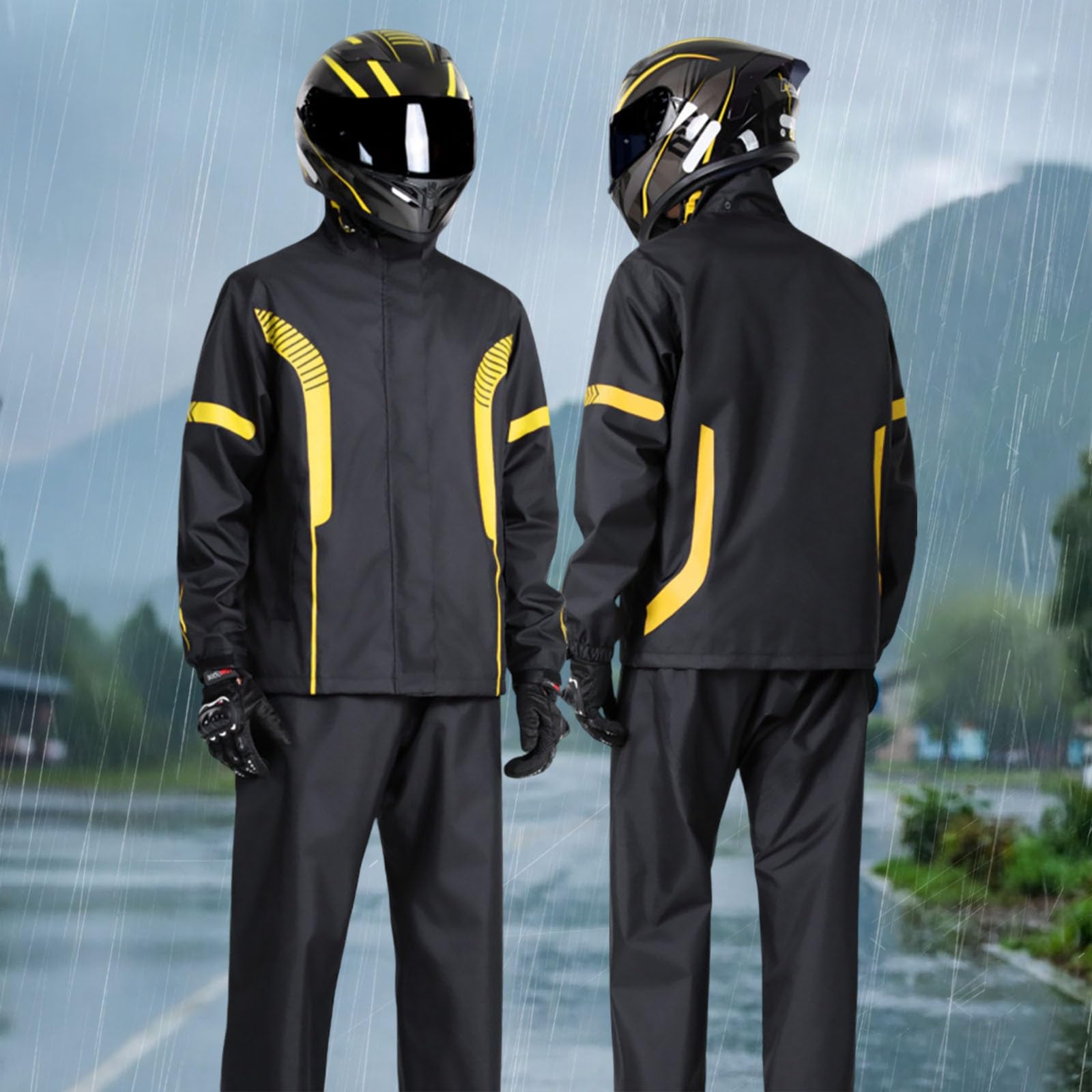 Tuta antipioggia da moto da uomo e donna, a maniche lunghe, giacca antipioggia e pantaloni antipioggia, tuta leggera per attività all'aperto, escursionismo, campeggio, bicicletta