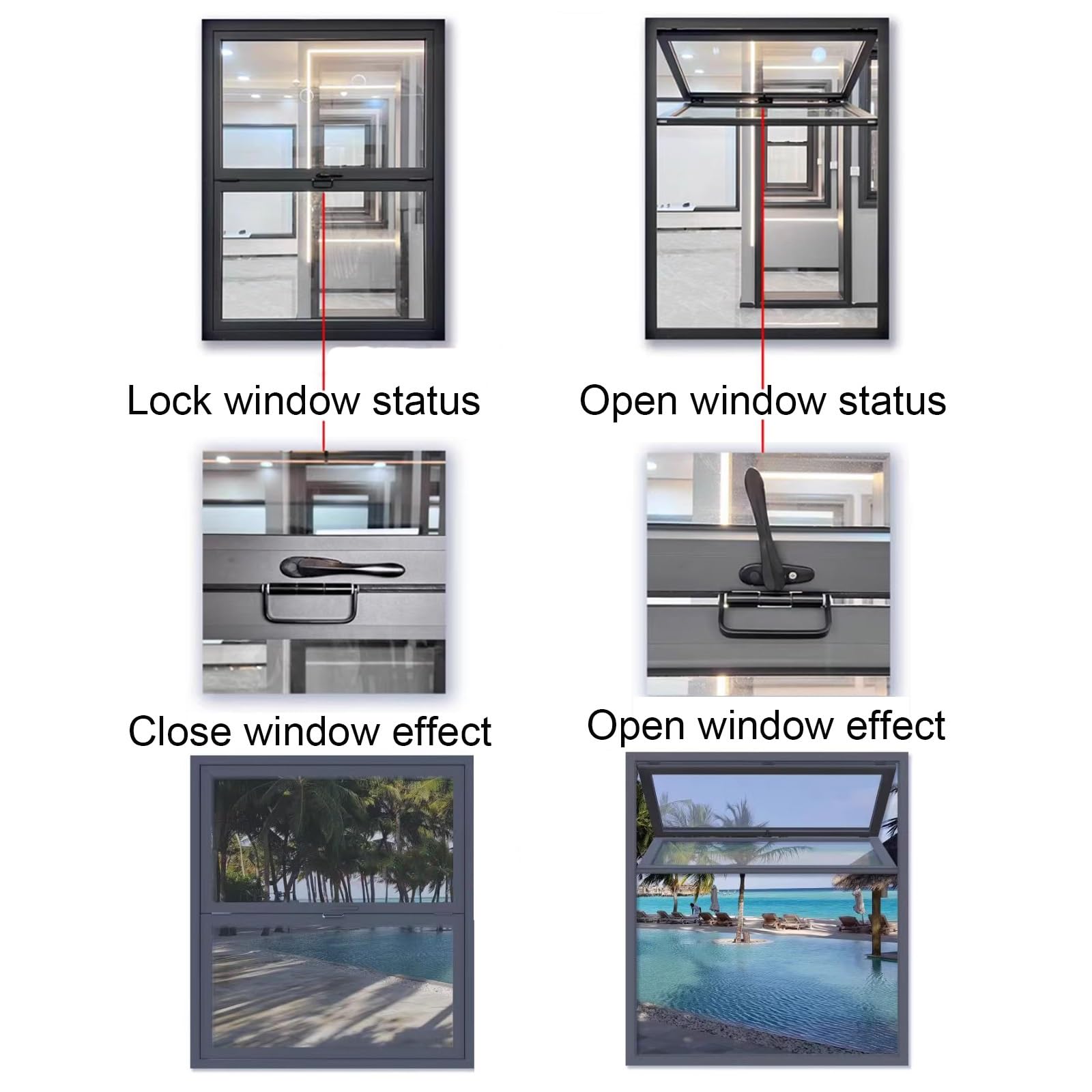 Klappbares Schiebefenster für Konzessionsfenster mit verstärktem Glas für Kuchen- und Snack-Displays, ideal für Cafés und Veranstaltungen