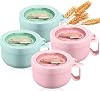 Maxdot 4 Pcs Microwave Ramen Bowl Microwavable Instant Soup Cups with Lids Large Soup Bowls with Handles Dishwasher Safe Mug for Cereal Food ContainerPink, Green