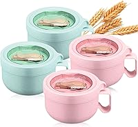 Vista 9 de Maxdot 4 piezas de tazón para microondas de ramen, tazones de sopa instantánea aptos para microondas con tapas, tazones grandes de sopa con asas