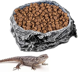 Reptile Water Dish Reptile Food and Water Bowls Reptile Feeding Dish with Tongs Imitating Natural Rock Suitable for Lizard Gecko Bearded Dragon Tortoise Snake Chameleon