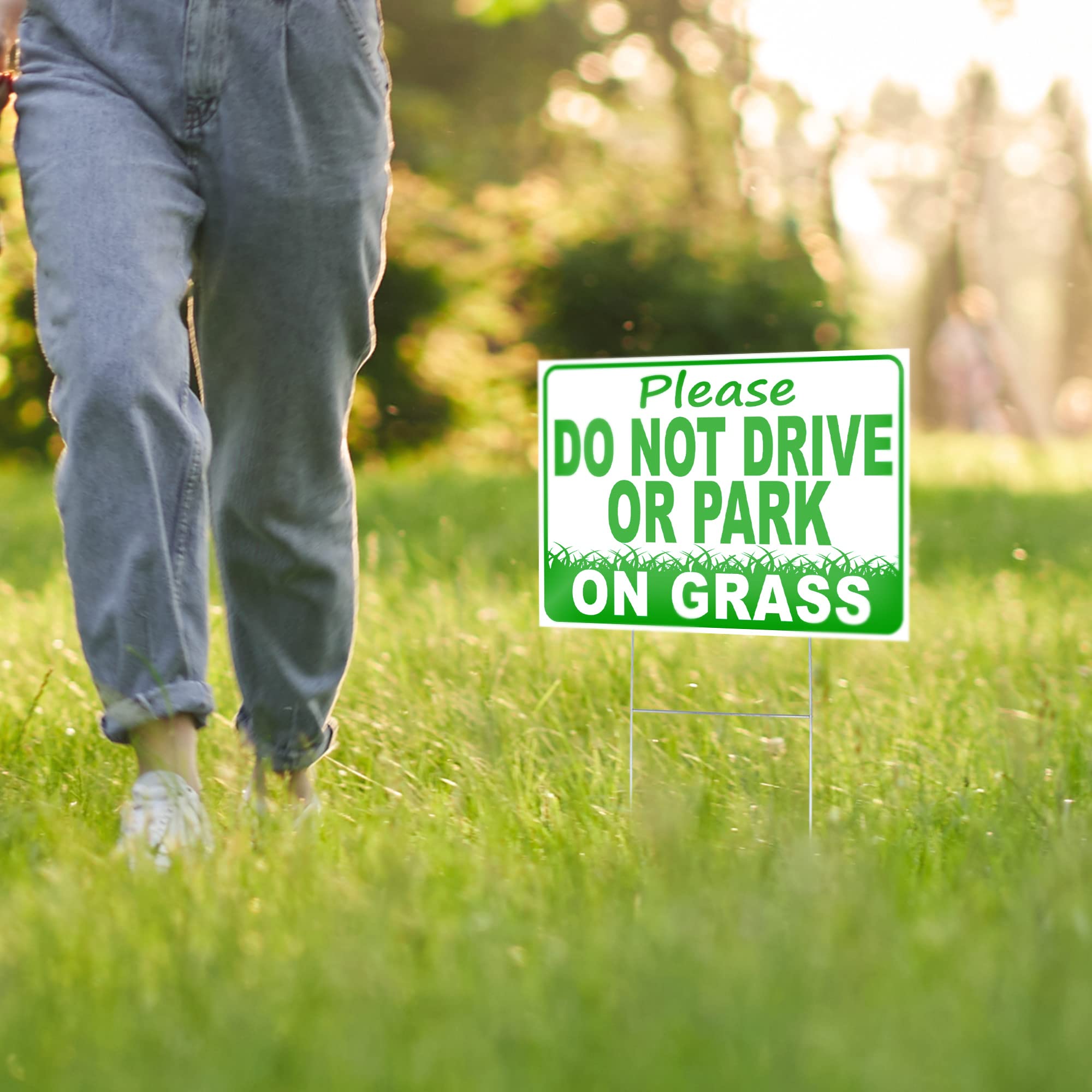 Coroplast-Schild „Bitte Nicht Auf Dem Rasen Parken“ - Doppelseitig, 20x30cm, 2 Stück Mit Metallpfahl