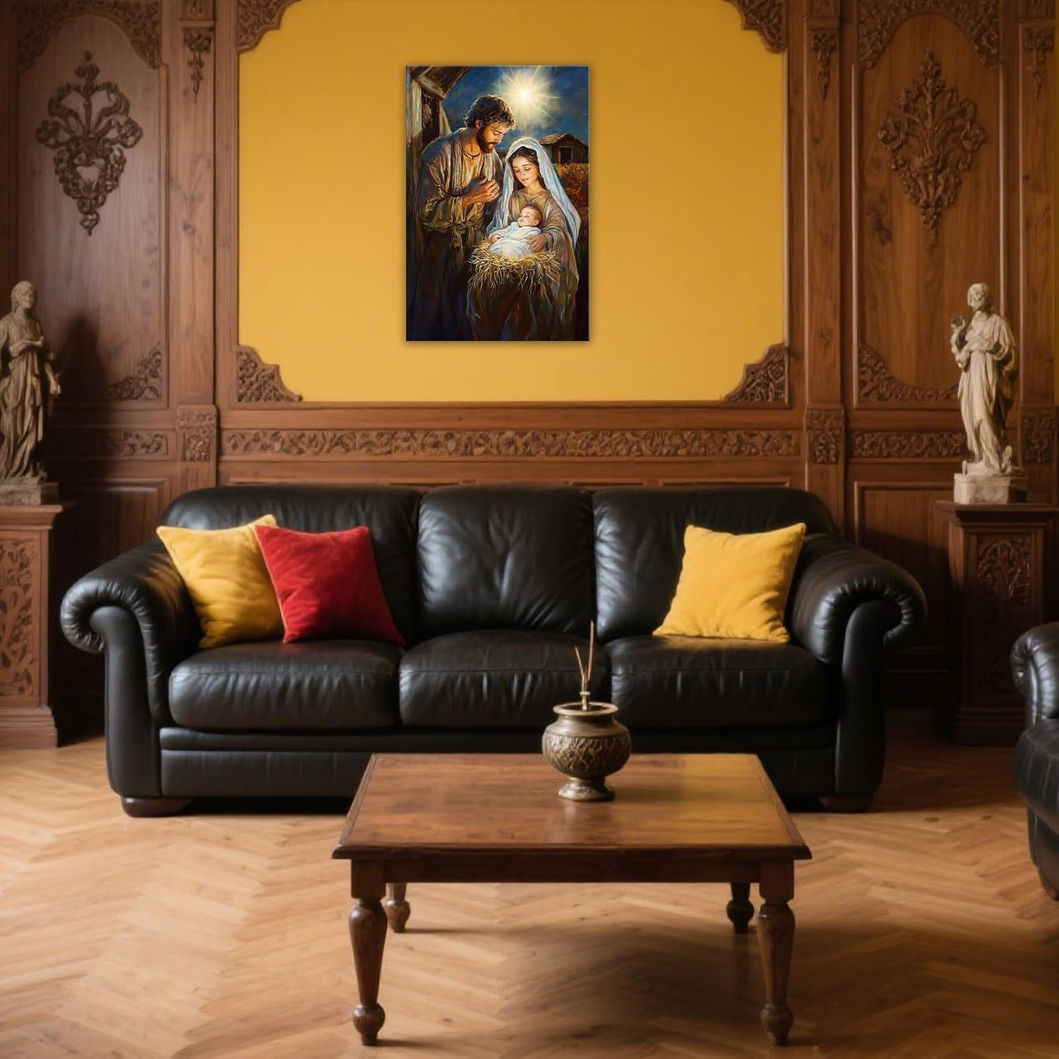 GLOKAKA Nativity Scene Wall Art Holy Family Artwork Christian Painting Traditional Religious Inspired Pictures for Living Room Church Bedroom Christmas Decor(Jesus-1,12"x18")