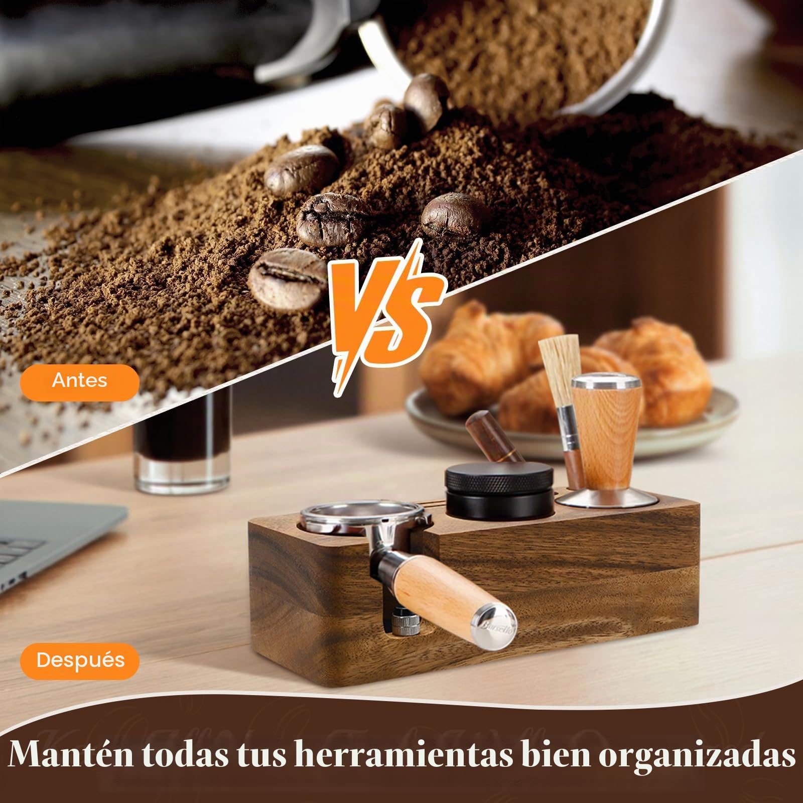 Estación de prensado para Espresso, estación de prensado Multifuncional, estación de prensado Antideslizante Apta para almacenar prensadores de 51-58 mm