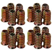 Vista 33 de MroMax 20 piezas de insertos de tuerca para muebles M6x10mm, acero al carbono, zincado, hexagonal interno, tornillo con brida, insertos de madera