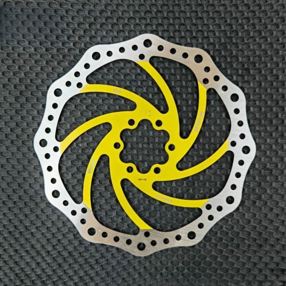 Colorful Mountain Bike Brake Disc R6 Hydraulic Rotors 140/160/180/203mm Metal Construction for Cycling Disc Brake Systems Easy Installation(Yellow 180mm)