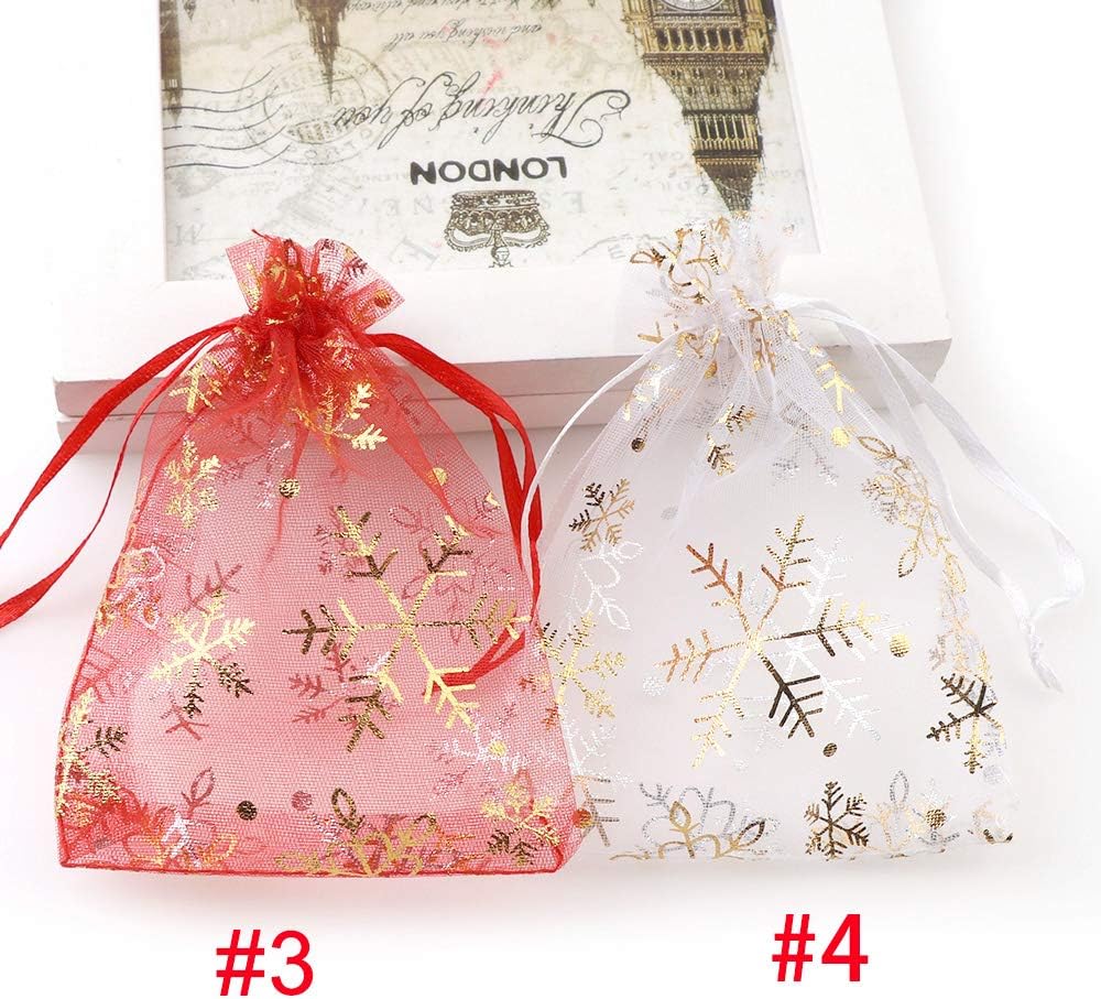 60% Off Discount Tvoip 100Pcs Snowflake Organza Bags Party Wedding Decoration Jewelry Packaging Bags Drawstring Candy Gift Bag Pouches (3.5x4.5'' (9x12cm))