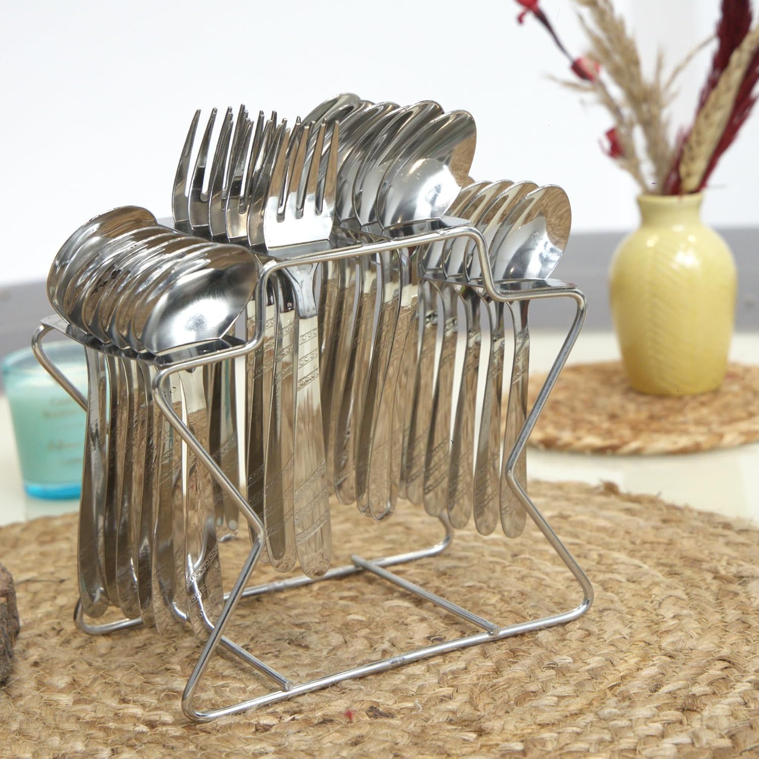 Stainless Steel Cutlery Set of 25, Contains, Dinner Spoons Set of 6, Tea Spoon Set of 6