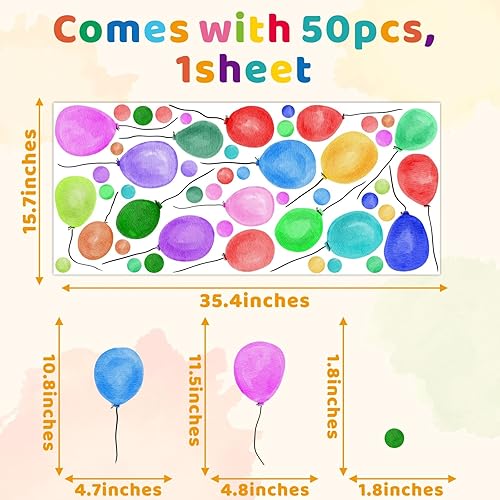 Miniatura 5 de Calcomanías de pared de globos de colores para despegar y pegar, calcomanías de ventana de globos grandes, calcomanías de pared de lunares