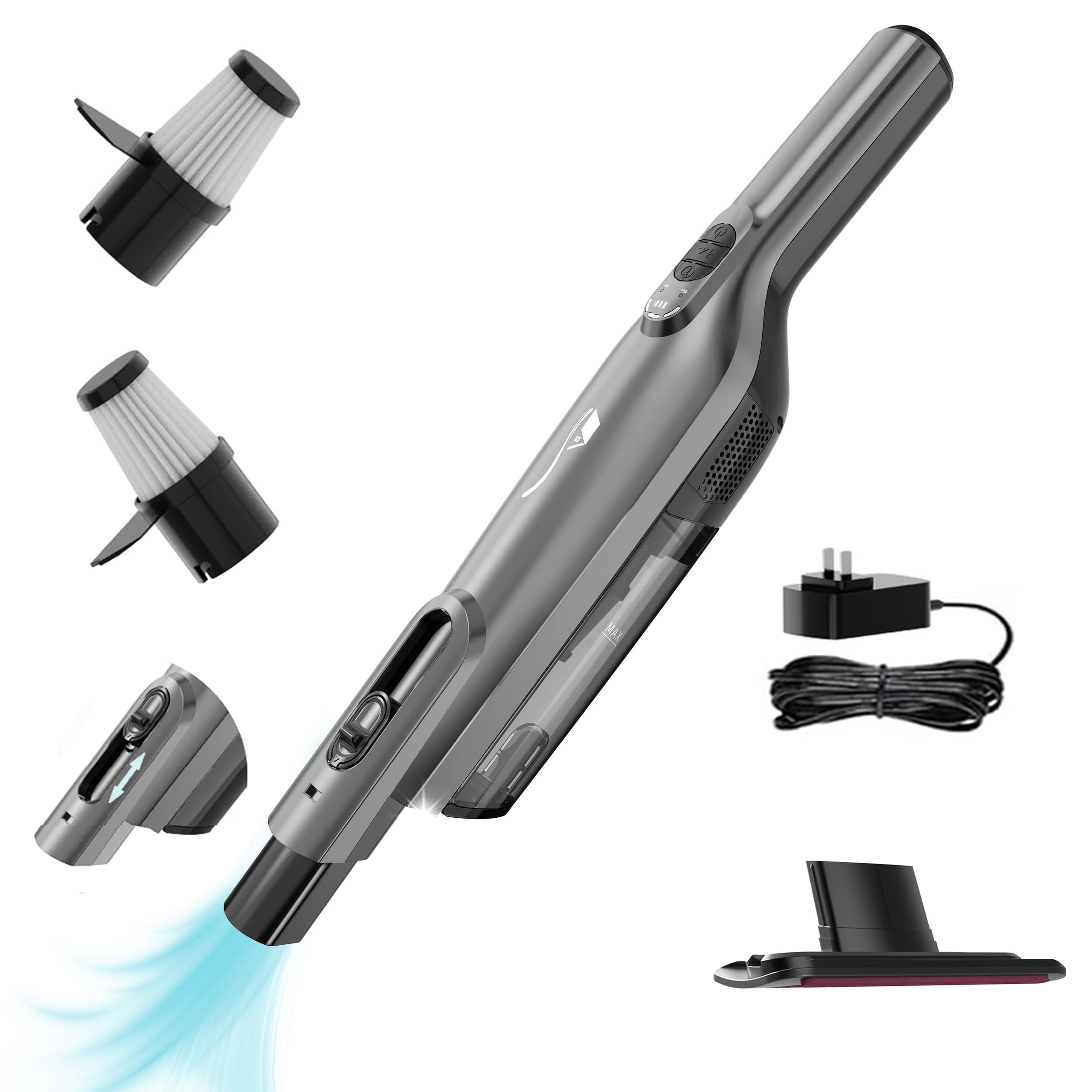 Cordless Handheld Vacuum, Lightweight Portable Hand Vacuum Cleaner with LED Light,Rechargeable Hand Held Vacuum with One-Touch Empty, Powerful Suction for Office, Home,Car,Steel