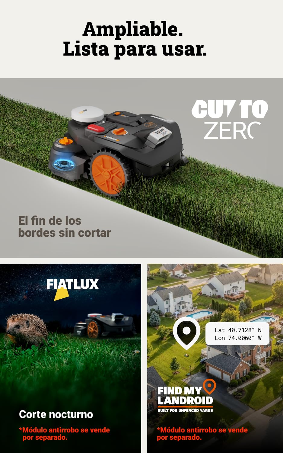 Worx Landroid Vision Cloud WR306E 2WD Robot Cortacésped, Sin Cable Perimetral, hasta 500 m², Evitación de Obstáculos con IA, Navegación VSLAM + RTK Cloud, Mapeo Automático, Control por App
