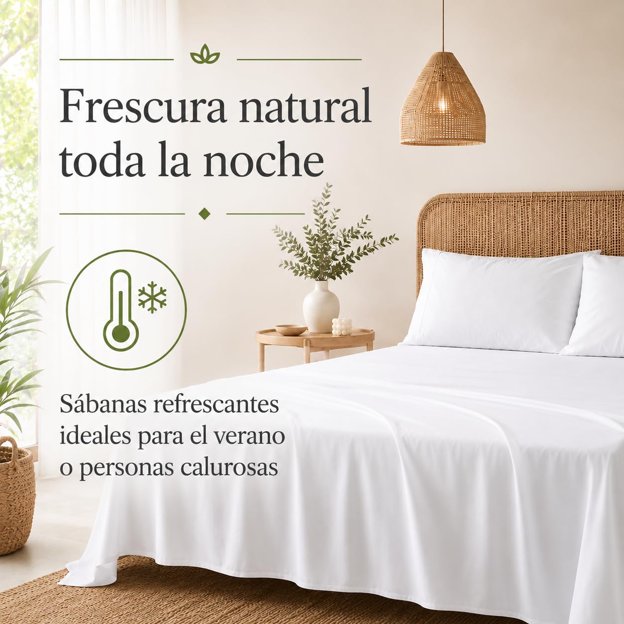 Jomy - Sábana Bajera bambú 150 x 190/200 + 30 para Cama 150 cm, Sabana Bajera Suave y refrescante Termorreguladora Sábanas Frescas para Verano, Color Blanco Saten 400 Hilos