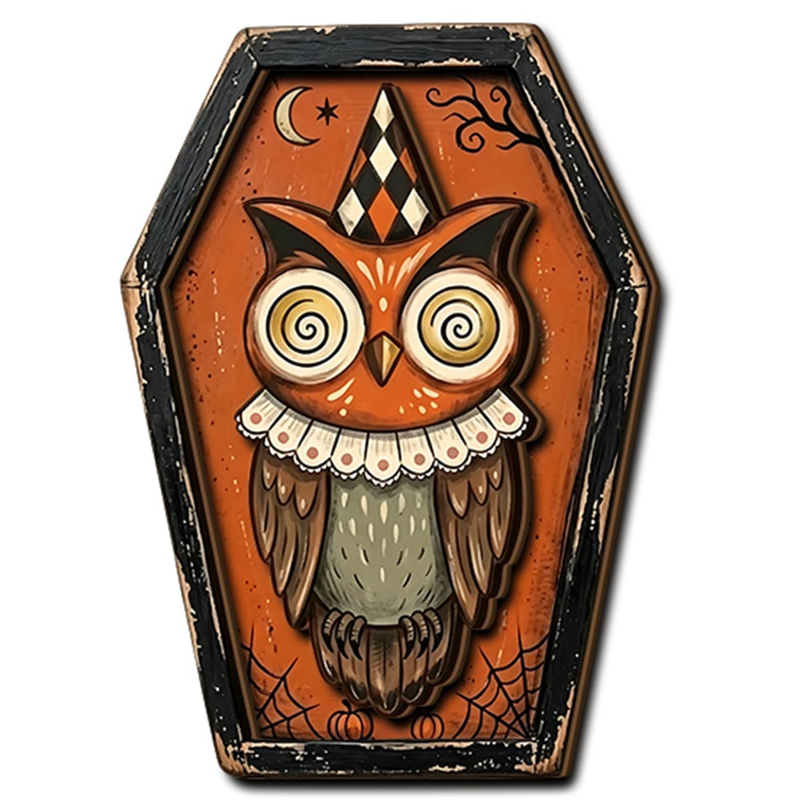 Virelynx Halloween Wooden Coffin Ornament, Vintage Tabletop Decor Party