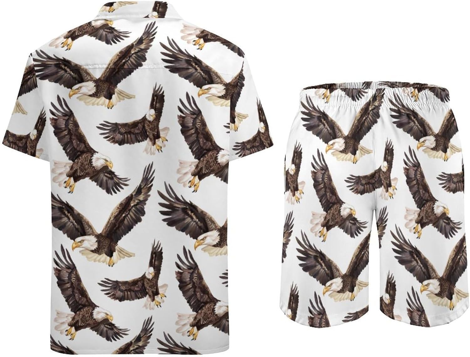 Flying Eagle Men's Summer Beach Outfits Shirt And Shorts Set 2 Piece Vacation Swimwear