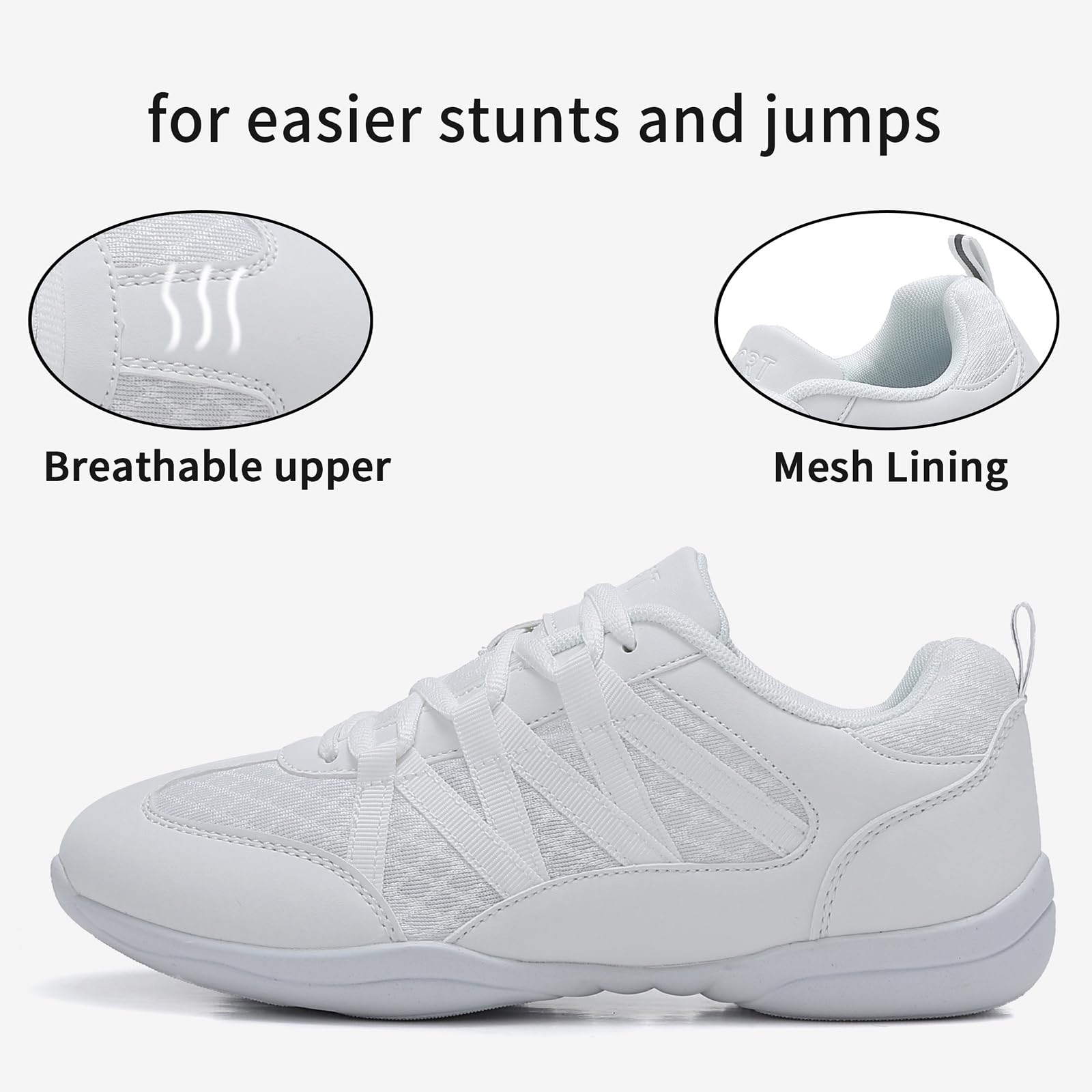 Cheerleading-Schuhe für Damen & Mädchen, rutschfeste Cheer Shoes, Leichte Atmungsaktive Turnschuhe mit Dämpfung, Stabil für Training & Wettkampf