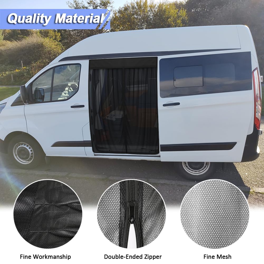 RASHION Zanzariera Compatibile con Ford Transit Custom Tetto Alto (H2) per Porta Scorrevole, Zanzariera Magnetica Tenda Parasole Contro Insetti e Sole, Rete Ombreggiante Porta Laterale Campeggio