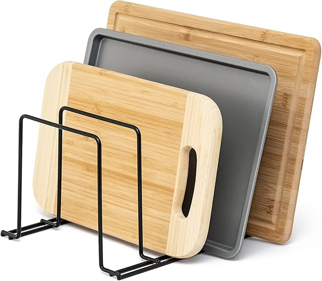 simplywire  Baking Tray and Chopping Board Rack - Pan Storage - Kitchen Cupboard Organiser  Black