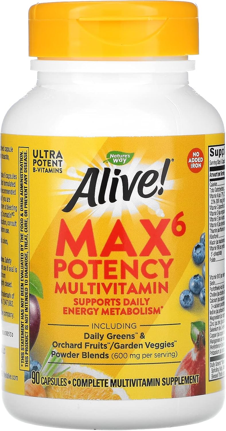 Nature's Way, Alive! Max6 Dailiy, Multi-Vitamin, Max Potency, 90 Veg Caps
