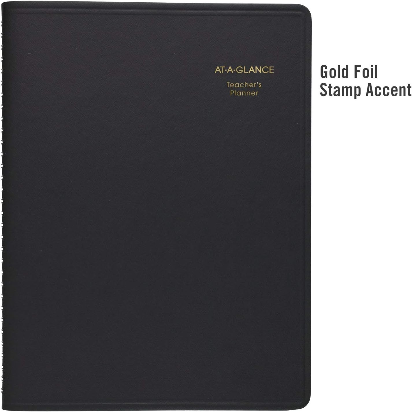 AT-A-GLANCE Teacher Planner, 8-1/4" x 10-7/8", Undated Weekly & Daily Planner, Academic Lesson Plan Book for Family Homeschool Supplies, Agenda with Twin-Wire Binding, Black Leather (8015505)