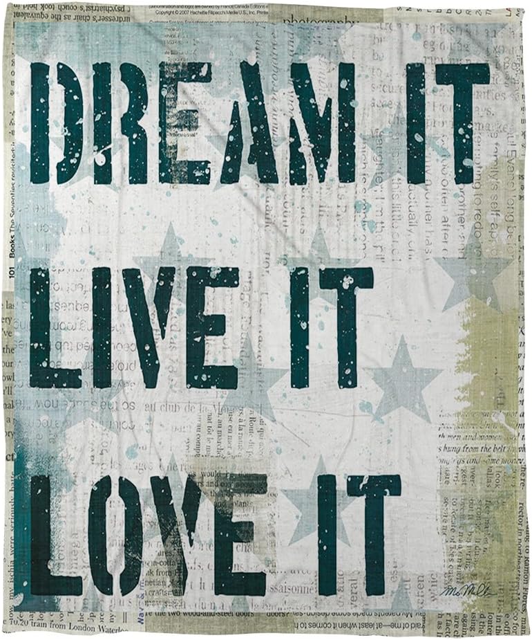 Manual Woodworkers & Weavers Coral Fleece Throw Blanket, 50 by 60-Inch, American Dream It, Live It, Love It