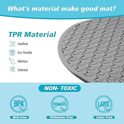 Miniatura 5 de Tapete de baño antideslizante con 112 ventosas y material TPR extra suave sin olor y agujeros de drenaje, lavable a máquina, tapete de ducha de baño