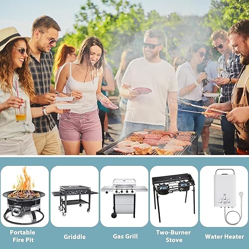 Miniatura 5 de SHINESTAR Manguera reguladora de propano de 12 pies con manómetro, apta para fogatas de propano, calentador de patio, parrilla de gas y más,