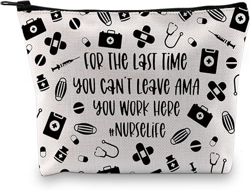 GJTIM Bolsas de maquillaje de enfermería, kit de supervivencia para enfermeras, bolsa con cremallera, regalo para enfermeras, suministros escolares