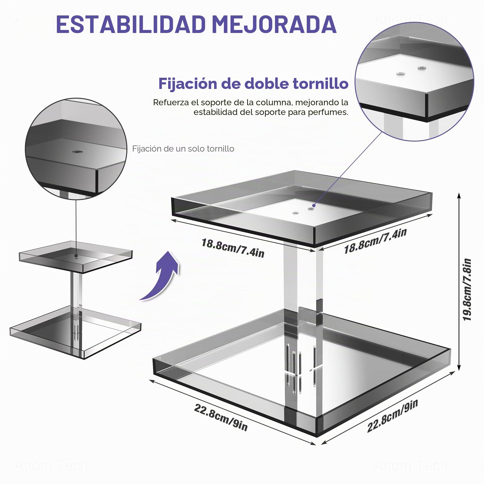 NiHome Organizador de exhibición de Perfume acrílico, Organizador de Colonia de 2 Niveles, Soporte de Maquillaje con Base de Espejo, Bandeja versátil de Almacenamiento de tocador Hecha a Mano para