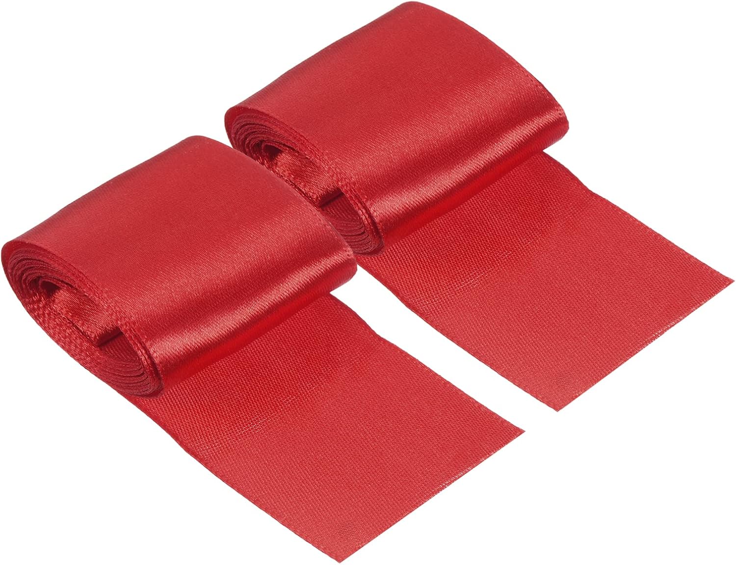 PATIKIL Finish Line Satin Ribbon 5cm 3.0m/9.84ft, 2 Pack Polyester Fabric Tape for Outdoor Athletics Sprint Running Race Sport, Red