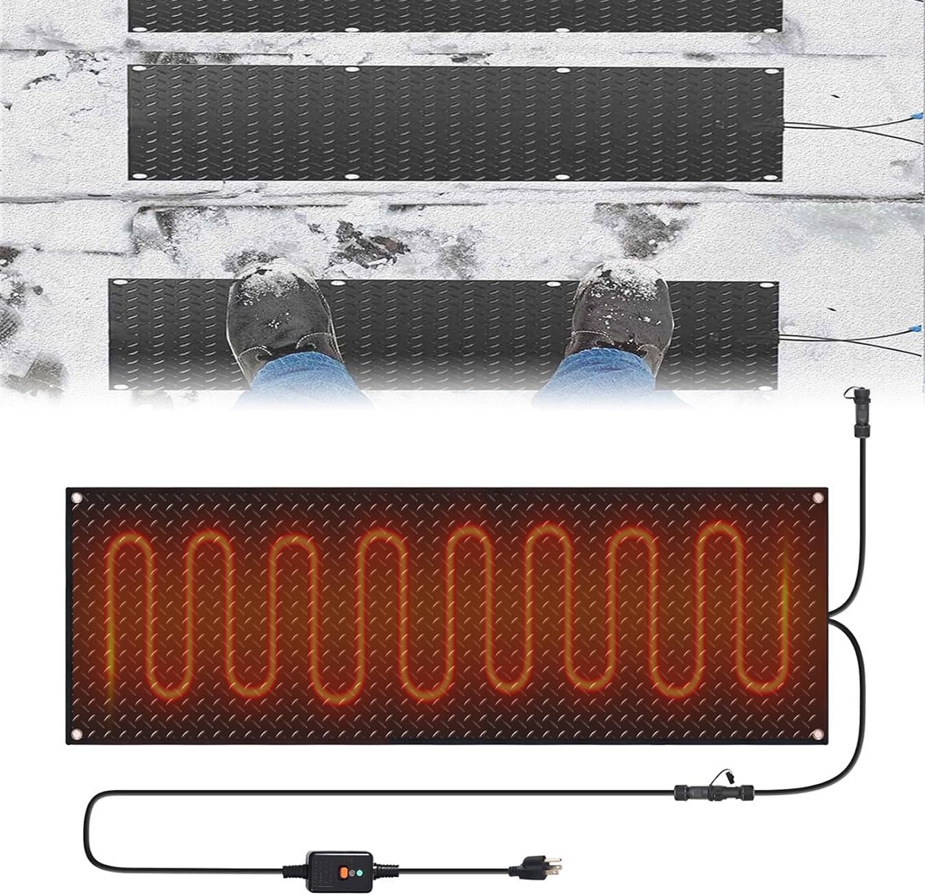 Electric Heated Snow Melting Mats for Outdoor Walkway Stairs Steps