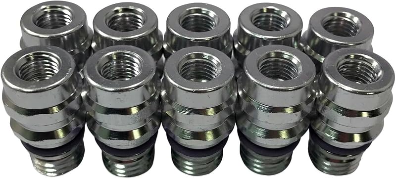 Adaptador de porta de alta pressão R-134a Sherco-Auto com válvula Schrader substituível M12 x 1,5 – Pacote com 50