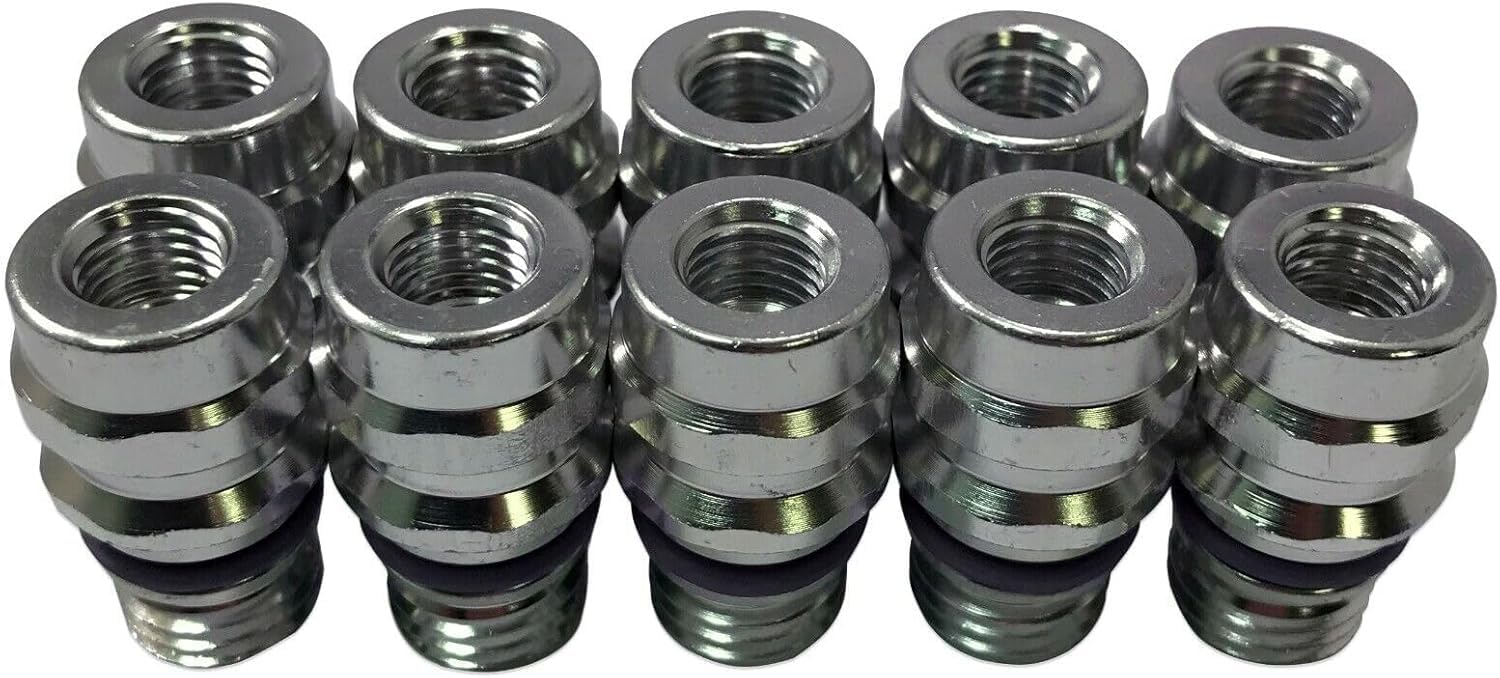 OE Style High Side Port Adapter R-134a A/C Service Schrader Valve Primary Seal Fitting W/Replaceable Valve Cores - Made in USA (50 Pack)