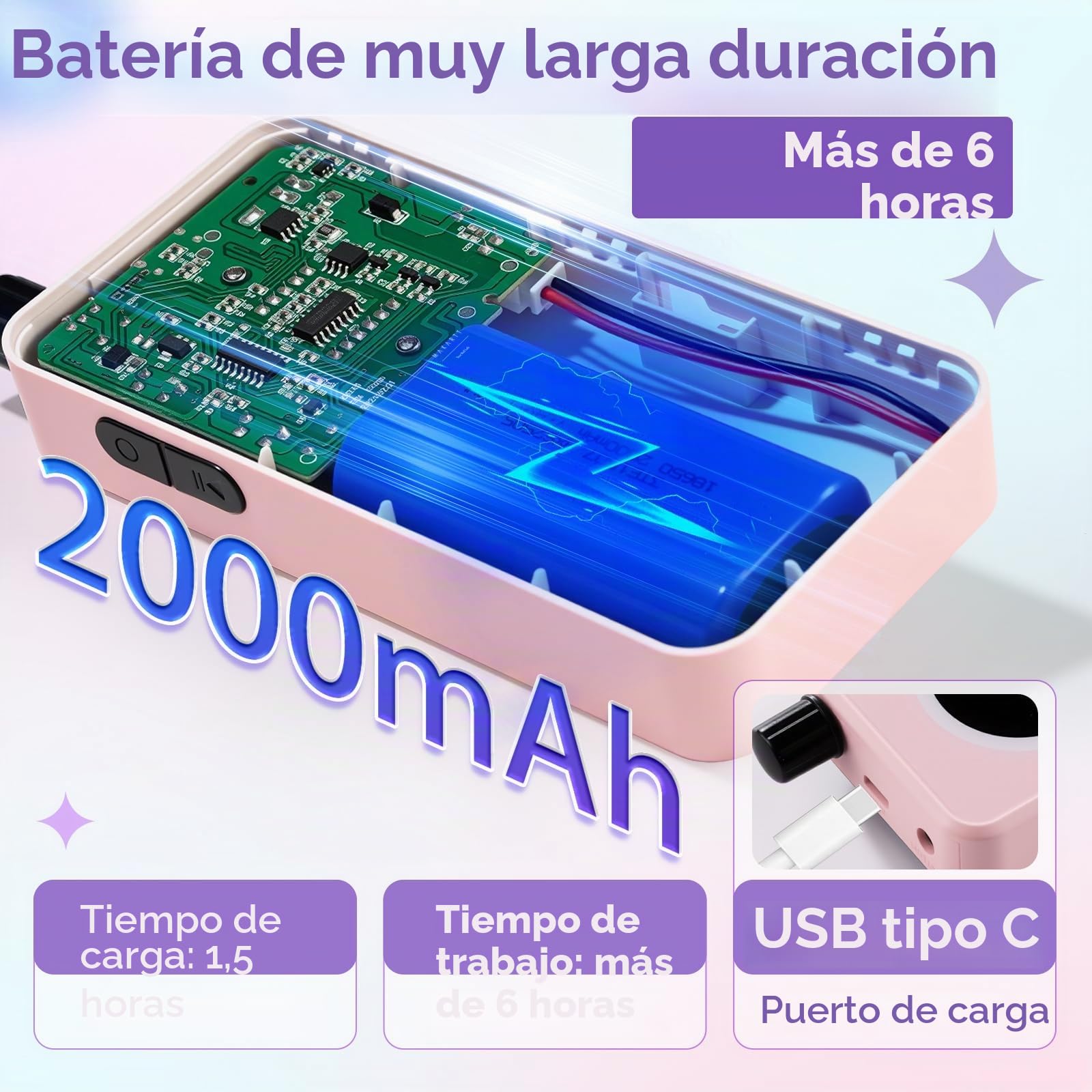 Makartt Fresa de uñas – Fresa profesional recargable con 35000 rpm, juego de lima de uñas eléctrica y lima electrónica para esmalte de uñas acrílico en polvo y gel, silencioso, ligero y portátil