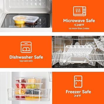 40 Sets 6 oz Double Compartment Condiment Containers with Lids, Reusable Snack Pack Containers for Meal Prep, Dipping Sauce, Portion Control, Travel Snack