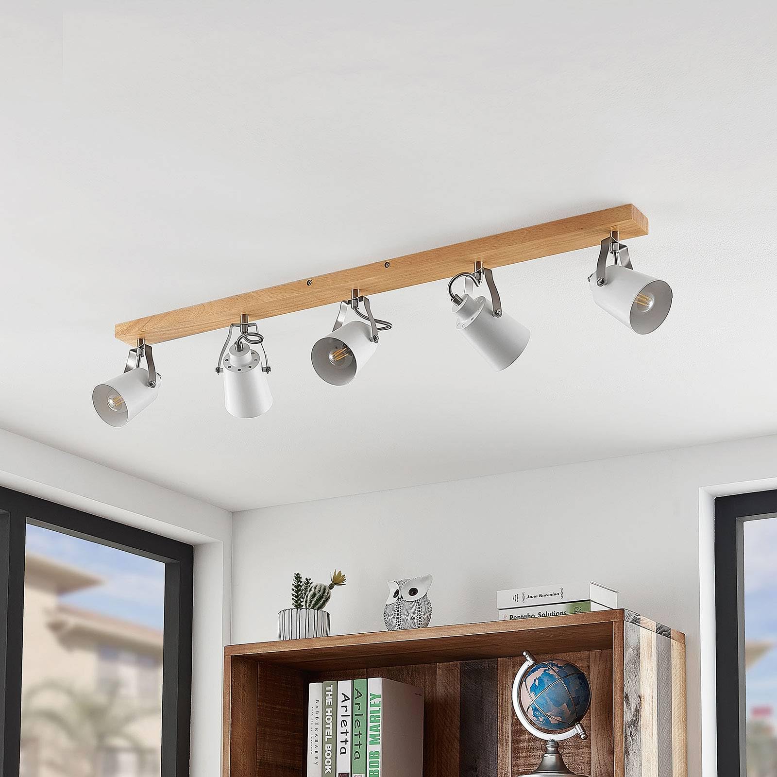Lindby Deckenlampe Blana (Skandinavisch) aus Holz (5 flammig, E14) - Deckenleuchte Lampe Wohnzimmerleuchte