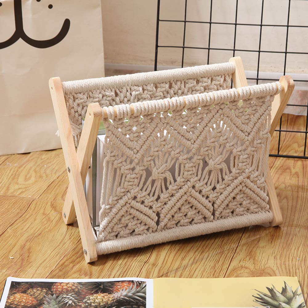 Zkbszn Nordic Cotton Woven Storage Basket Knitting Folding Magazine Rack Desktop Book Shelf Photo Props