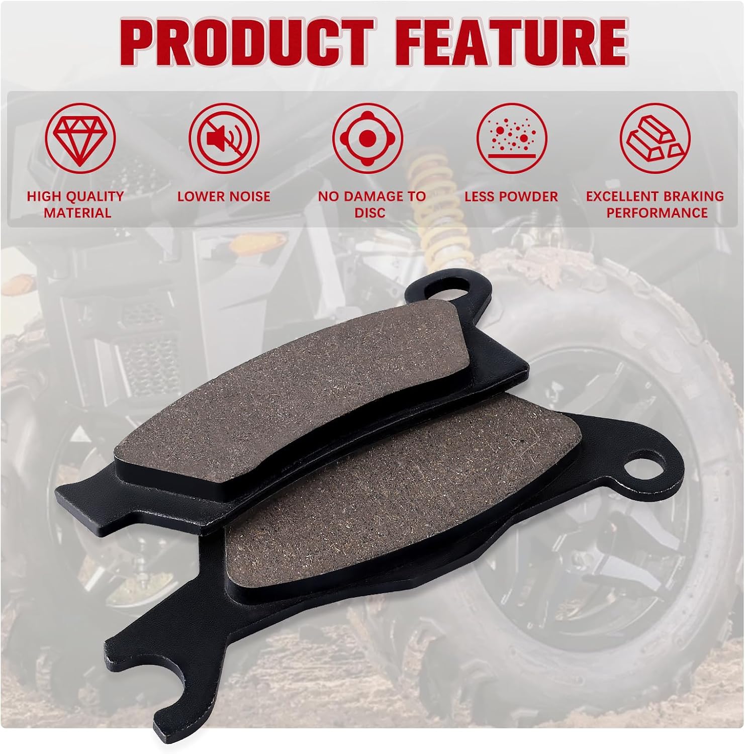 Front and Rear Brake Pads for Can-Am Outlander 450 500 570 650 800 850 1000 STD DPS XT-P LTD STD XMR Max 450 500 800 R STD DPS XT-P 1000 DPS XT XT-P Renegade 500 STD