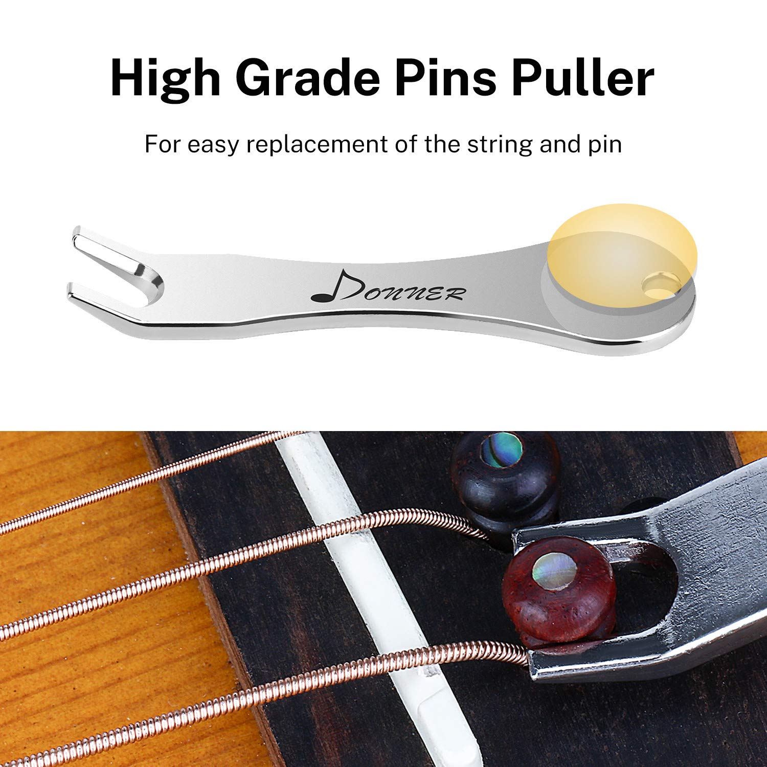 Donner Chevilles Guitare de Chevalet en Cocobolo avec Point Incrusté d'Ormeau, Goupilles de Chevalet Pièces de Rechange pour Instrument de Guitare Acoustique, 6pcs