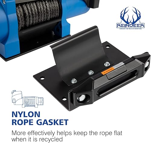 Miniatura 30 de REINDEER Nuevo cabrestante de 12 V, capacidad de carga de 4500 libras, kit de cabrestante eléctrico, cuerda sintética con Hawse Fairlead impermeable